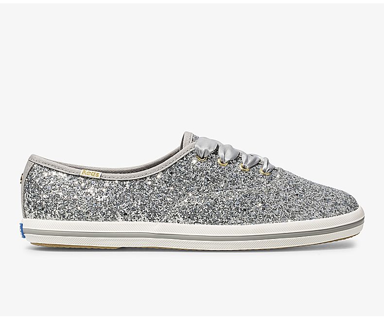 Keds Womens Silver Champion Shoes - Keds X Kate Spade New York Champion Glitter 685DNFPWK